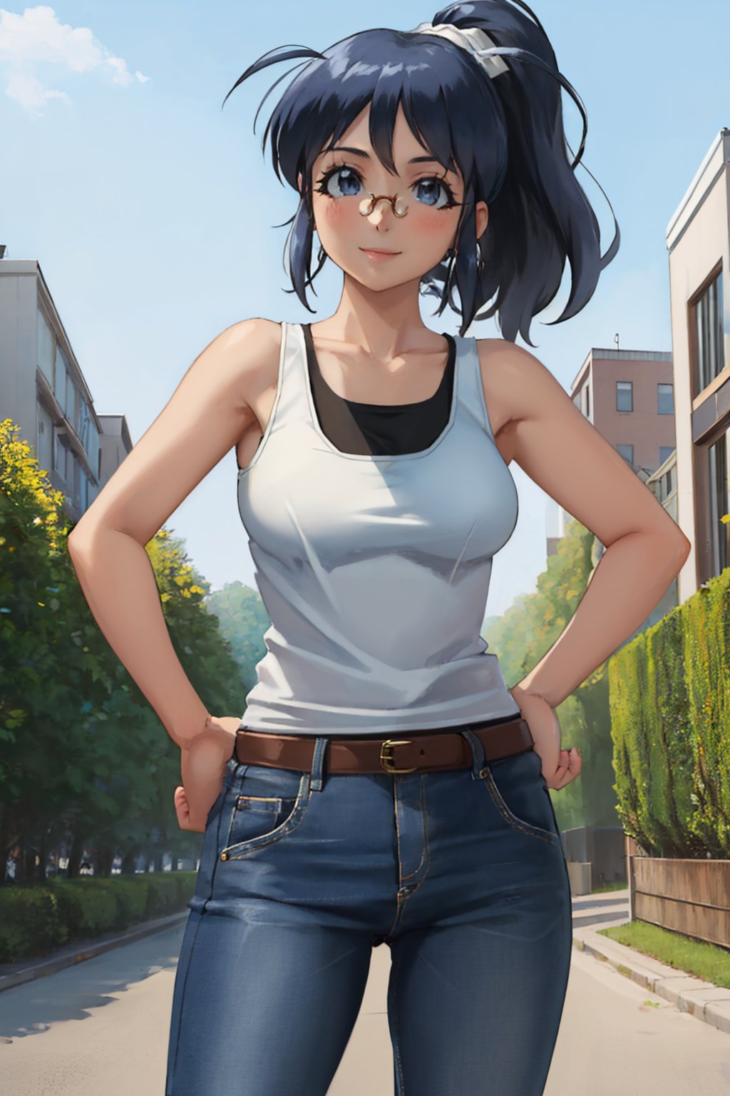 00092-930407122-(masterpiece, best quality_1.2), cowboy shot, solo, 1girl, hinata aki, smile, looking at viewer, hands on hips, ponytail, glasse.jpg